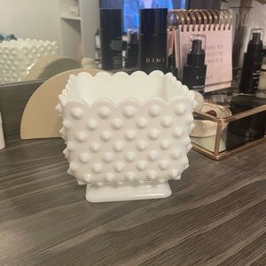 Hobnail candy dish milk glass